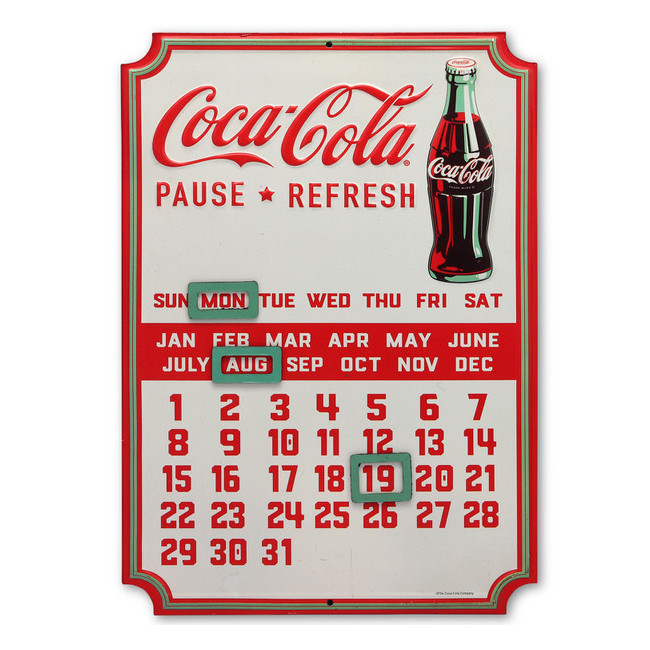 Coca Cola Kalender Blech