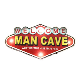 WELCOME MAN CAVE LED Blechschild
