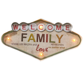 WELCOME FAMILY LED Blechschild