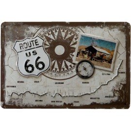 US Route 66 mit Kompass, Blechschild 20x30