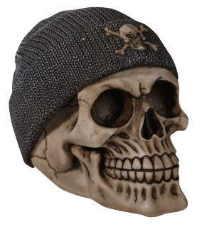 Totenkopf Spardose mit Mütze Beanie Kopfhörer Skull Sparschwein Gothic Farbwahl