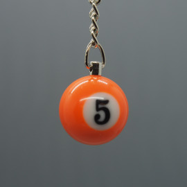 "5" Billardkugel Schlüsselanhänger, orange