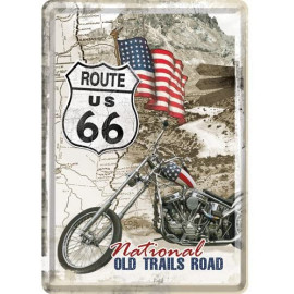 Route 66 Old Trails Blechpostkarte